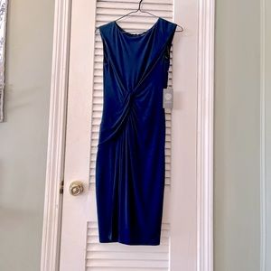 NEW Vince Camuto Navy Sheath Rouched Gathered Dress | Ladies 4